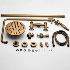 Shower Faucet,Shower System Set,Rainfall Shower System Ceramic Valve Two Handles Three Holes Bath Shower Mixer Taps with Hot and Cold Switch