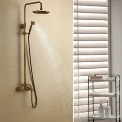 Shower Faucet,Shower System Set,Rainfall Shower System Ceramic Valve Two Handles Three Holes Bath Shower Mixer Taps with Hot and Cold Switch