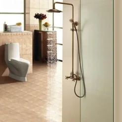 Shower Faucet,Shower System Set,Rainfall Shower System Ceramic Valve Two Handles Three Holes Bath Shower Mixer Taps with Hot and Cold Switch