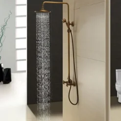 Shower Faucet,Shower System Set,Rainfall Shower System Ceramic Valve Two Handles Three Holes Bath Shower Mixer Taps with Hot and Cold Switch