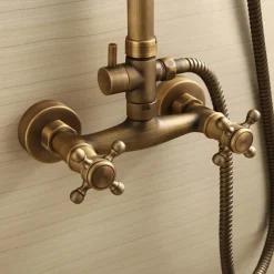 Shower Faucet,Shower System Set,Rainfall Shower System Ceramic Valve Two Handles Three Holes Bath Shower Mixer Taps with Hot and Cold Switch