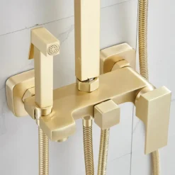 Shower Faucet,Shower System Rainfall Shower Head System Body Jet Massage Set - Handshower Included pullout Rainfall Shower Contemporary Vintage Style Nickel Brushed Mount Inside Ceramic Valve