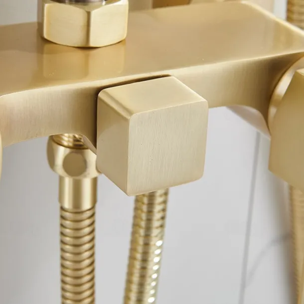 Shower Faucet,Shower System Rainfall Shower Head System Body Jet Massage Set - Handshower Included pullout Rainfall Shower Contemporary Vintage Style Nickel Brushed Mount Inside Ceramic Valve