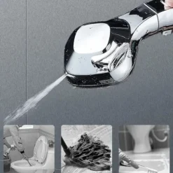 Shower Head 4 Mode Adjustable High Pressure Water Saving One-key Stop Water Handheld Pressurized Showerhead Bathroom Accessories(With 1.5m Water Pipe and Support)