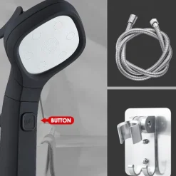 Shower Head 4 Mode Adjustable High Pressure Water Saving One-key Stop Water Handheld Pressurized Showerhead Bathroom Accessories(With 1.5m Water Pipe and Support)