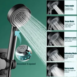 Shower Head High Pressure Handheld Spray with 5 Mode Showerhead, Adjustable High-Pressure Water Saving Shower Head Held, Shower Bathroom Accessories