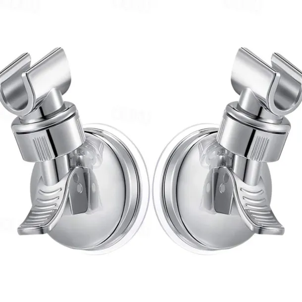 Shower Head Holder Suction Cup Shower Head Holder Adjustable Height Wall Mount Shower Wand Holder Bracket ABS Removable Handheld Shower Head Holder Silver