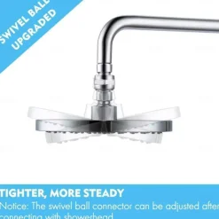 Shower Head Swivel Ball Adapter, Brass Chrome Ball Joint Shower Arm Head Angle Adjustable Swivel, Bathroom Shower Accessories, Shower Head Adapter