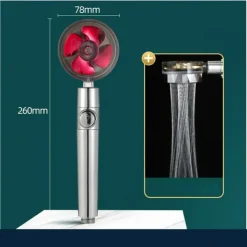 Shower Head Water Saving Flow 360 Degrees Rotating With Small Fan ABS Rain High-Pressure Spray Nozzle Bathroom Accessories