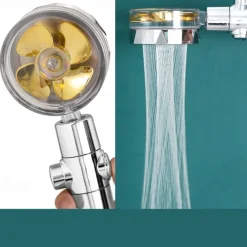 Shower Head Water Saving Flow 360 Degrees Rotating With Small Fan ABS Rain High-Pressure Spray Nozzle Bathroom Accessories
