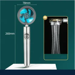 Shower Head Water Saving Flow 360 Degrees Rotating With Small Fan ABS Rain High-Pressure Spray Nozzle Bathroom Accessories