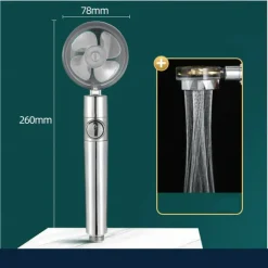Shower Head Water Saving Flow 360 Degrees Rotating With Small Fan ABS Rain High-Pressure Spray Nozzle Bathroom Accessories