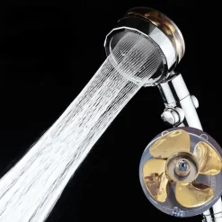 Shower Head Water Saving Flow 360 Degrees Rotating With Small Fan ABS Rain High-Pressure Spray Nozzle Bathroom Accessories