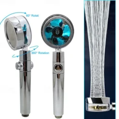 Shower Head Water Saving Flow 360 Degrees Rotating With Small Fan ABS Rain High-Pressure Spray Nozzle Bathroom Accessories
