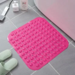 Shower Mats Rubber Shower Mat with Drain Hole - Non-Slip Bathtub Mat for Bathroom, Anti-Mildew, Quick-Drying, Comfortable and Safe for Kids and Elderly
