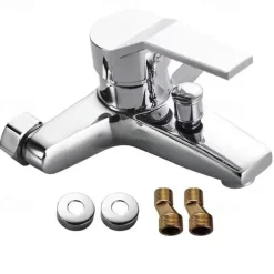 Shower Mixer Bar Valve Wall Mounted Chrome with Handheld Spray, Bottom G1/2 Shower Mixer Tap Round Mixer Bar Wall Mount