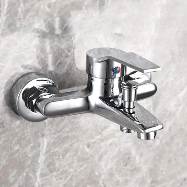Shower Mixer Bar Valve Wall Mounted Chrome with Handheld Spray, Bottom G1/2 Shower Mixer Tap Round Mixer Bar Wall Mount