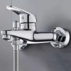 Shower Mixer Bar Valve Wall Mounted Chrome with Handheld Spray, Bottom G1/2 Shower Mixer Tap Round Mixer Bar Wall Mount
