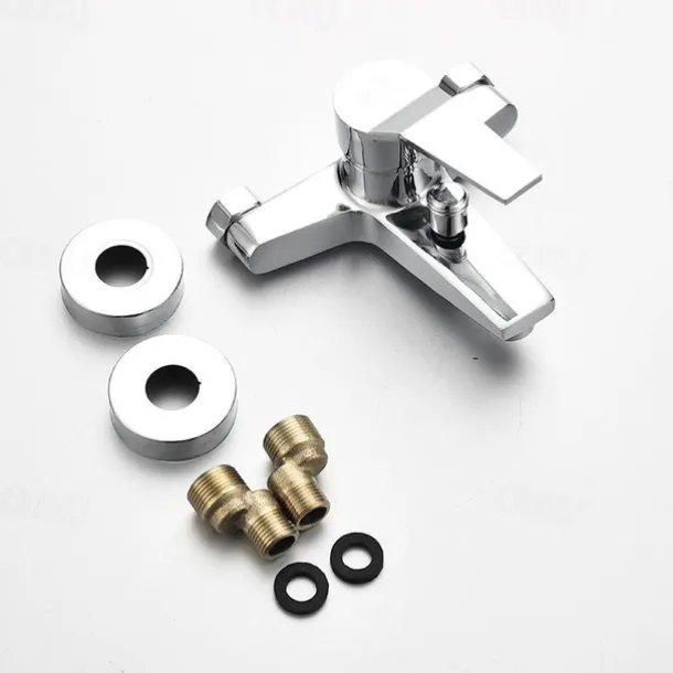 Shower Mixer Bar Valve Wall Mounted Chrome with Handheld Spray, Bottom G1/2 Shower Mixer Tap Round Mixer Bar Wall Mount