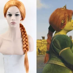 Shrek Women Princess Fiona Wig The Monster Finona Role Play Orange Braided Hair Wig Halloween Wigs