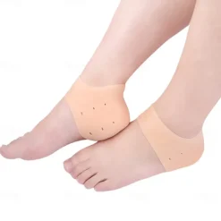 Silicone Anti cracking Heel Cover for Heel Pain and Anti cracking Men's and Women's Soft White Socks for Heel Dry Cracking Foot Cover