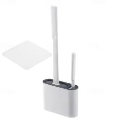 Silicone Toilet Brush And Holder with Sticky Hook, Wall Hanging Toilet Brush, Silicone Soft Bristles Brush, Toilet Floor Cleaning Tool