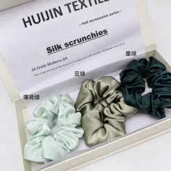 Silk Hair Scrunchies Ties for Frizz & Breakage Prevention, 100% Mulberry, No Damage, Elastic Ponytail Holders, 1Pc