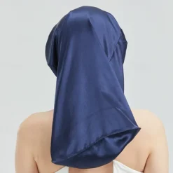 Silk Long Elastic Band Long Hair Sleeping Cap Breathable Windproof Warm Silk Mulberry Silk Elastic Hair Cap Hat