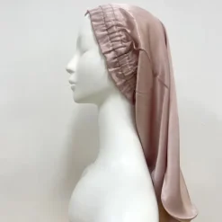 Silk Long Elastic Band Long Hair Sleeping Cap Breathable Windproof Warm Silk Mulberry Silk Elastic Hair Cap Hat