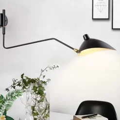 Simple Style Swing Wall Lamp with Dome Lampshade 1-2 Light Black Wall Lamp Suitable for Corridor Entrance Bedroom Dining Room E26/E27 Bulb