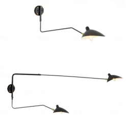 Simple Style Swing Wall Lamp with Dome Lampshade 1-2 Light Black Wall Lamp Suitable for Corridor Entrance Bedroom Dining Room E26/E27 Bulb