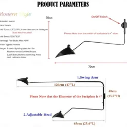 Simple Style Swing Wall Lamp with Dome Lampshade 1-2 Light Black Wall Lamp Suitable for Corridor Entrance Bedroom Dining Room E26/E27 Bulb