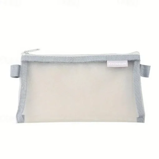 Simple Transparent Mesh Pencil Case Storage Student Pencil Bag Large Capacity Pouches Stationery Cosmetic Bags