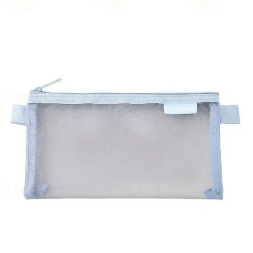 Simple Transparent Mesh Pencil Case Storage Student Pencil Bag Large Capacity Pouches Stationery Cosmetic Bags