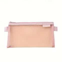 Simple Transparent Mesh Pencil Case Storage Student Pencil Bag Large Capacity Pouches Stationery Cosmetic Bags