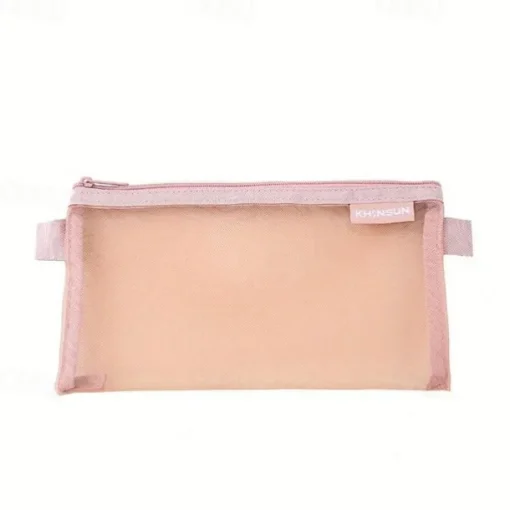Simple Transparent Mesh Pencil Case Storage Student Pencil Bag Large Capacity Pouches Stationery Cosmetic Bags