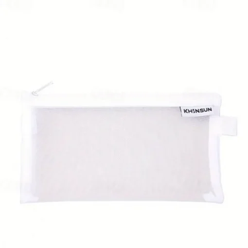 Simple Transparent Mesh Pencil Case Storage Student Pencil Bag Large Capacity Pouches Stationery Cosmetic Bags