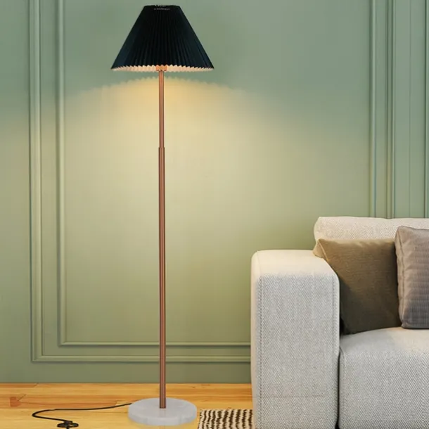 Simple Wood Modern Nordic Solid Wood Apartment House Indoor Floor Lamp Fabric Shade E27 Bedside Lamp Wood Dark Wood