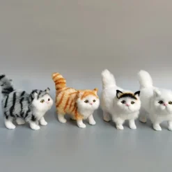 Simulated Cat Simulated Gray Cat Small Cat Decorations Flower Cat Crafts Toys Persian Cat Window Decorations（Random cat pupil color）