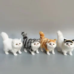 Simulated Cat Simulated Gray Cat Small Cat Decorations Flower Cat Crafts Toys Persian Cat Window Decorations（Random cat pupil color）