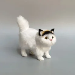 Simulated Cat Simulated Gray Cat Small Cat Decorations Flower Cat Crafts Toys Persian Cat Window Decorations（Random cat pupil color）