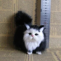 Simulated Cat Simulated Gray Cat Small Cat Decorations Flower Cat Crafts Toys Persian Cat Window Decorations（Random cat pupil color）
