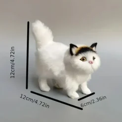 Simulated Cat Simulated Gray Cat Small Cat Decorations Flower Cat Crafts Toys Persian Cat Window Decorations（Random cat pupil color）