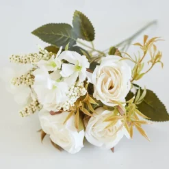 Simulated Flower 6 Forks Smoke And Rain Rose Home Decoration Artificial Flower Rose Silk Flower European Style Color Scheme Hotel Dining Table Flower Arrangement