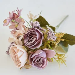 Simulated Flower 6 Forks Smoke And Rain Rose Home Decoration Artificial Flower Rose Silk Flower European Style Color Scheme Hotel Dining Table Flower Arrangement