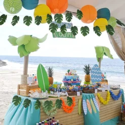 Simulated Palm Leaf Fairy String Lights 10/20 LED Battery Powered Christmas Wedding Party Holiday Garden Camping Atmosphere Decoration LED Garland Lights