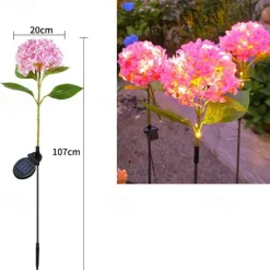 Simulation Hydrangea Solar Ground Lamp Outdoor Waterproof Garden Lawn LED Lights, Realistic LED Flowers Powered Decorative Ground Solar Flower Lights for Lawn Decoration Yard Backyard Decor Gift