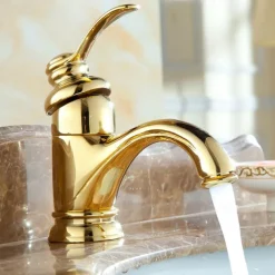 Single Handle Bathroom Faucet,Brass One Hole Waterfall/Centerset, Brass Traditional Bathroom Sink Faucet Contain with Cold and Hot Water