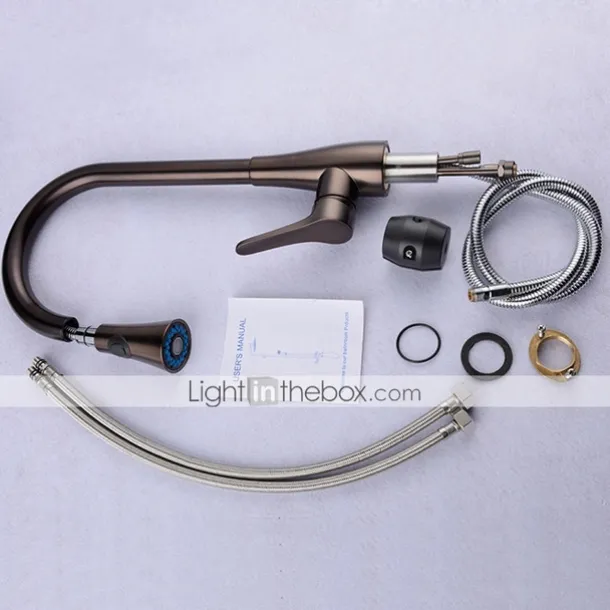 Single Handle Kitchen Faucet,Black Nickel One Hole Pull-out Standard Spout or Spray Type Standard Spout Oil-rubbed Bronze Kitchen Faucet with Cold and Hot Switch