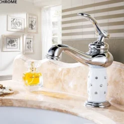 Single Handle Bathroom Faucet, Chrome/Gloden One Hole Centerset, Brass/Zinc Alloy Bathroom Sink Faucet with Supply Lines